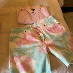 MENS TYE DYE PRIDE DENIM SHORTS EUC